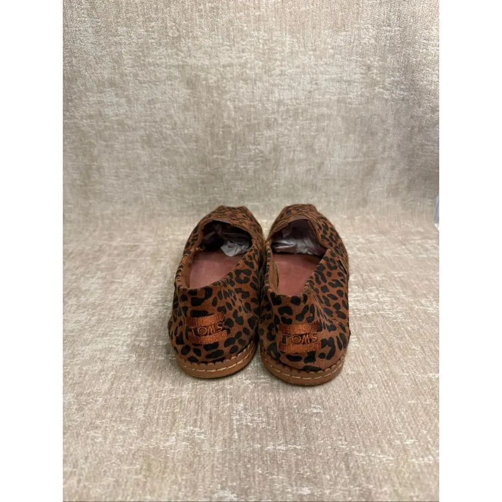 Toms Women's Leopard Print Suede Leather Wrap Alpargata Espadrille Brown Size 9